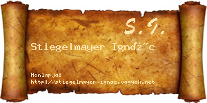 Stiegelmayer Ignác névjegykártya